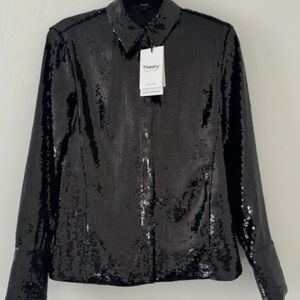 Theory Black Sequin Button Down Shirt-Great Holiday shirt
